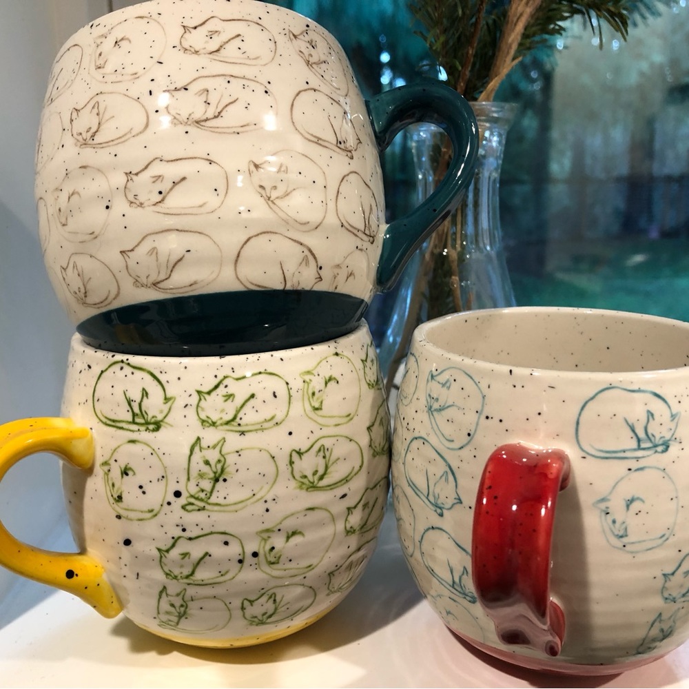 Anthropologie Cat Study Mugs (set of 3)